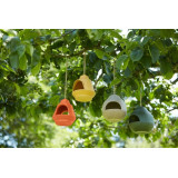 Mangeoire à oiseaux en fibre de bambou jaune et orange