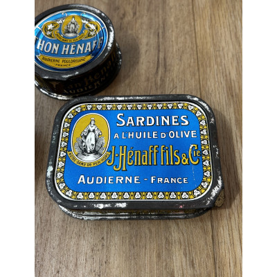 Anciennes Boites de Conserve HENAFF, lot de 3 / ROSE BUNKER