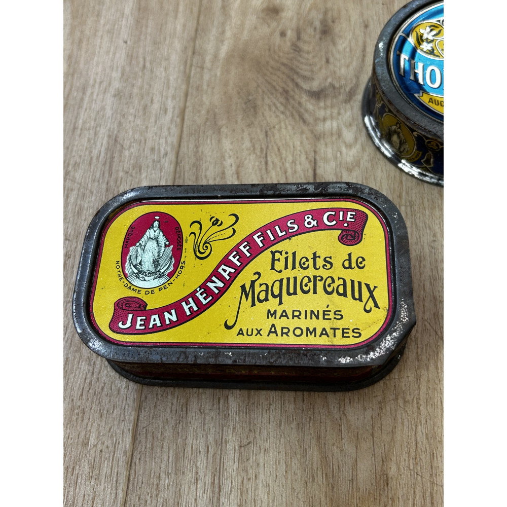 Anciennes Boites de Conserve HENAFF, lot de 3 / ROSE BUNKER