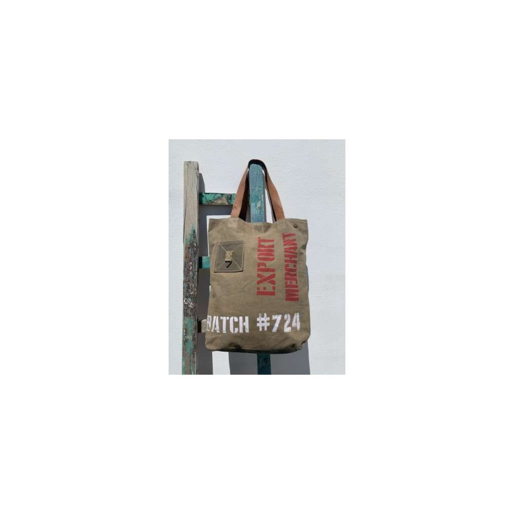 Sac en toile militaire recyclée et cuir - Ruby