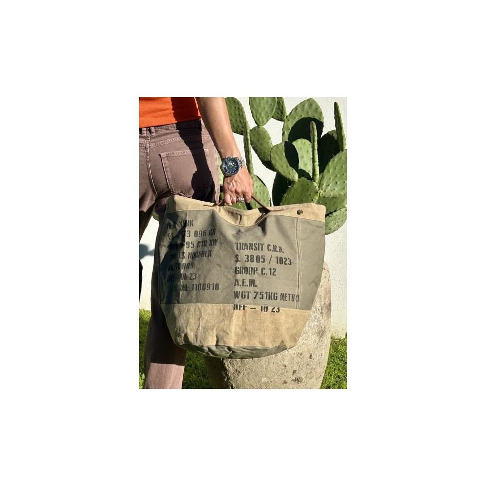 Grand Sac à main en toile militaire recyclée - Chloé / ROSE BUNKER