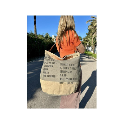 Grand Sac à main en toile militaire recyclée - Chloé / ROSE BUNKER