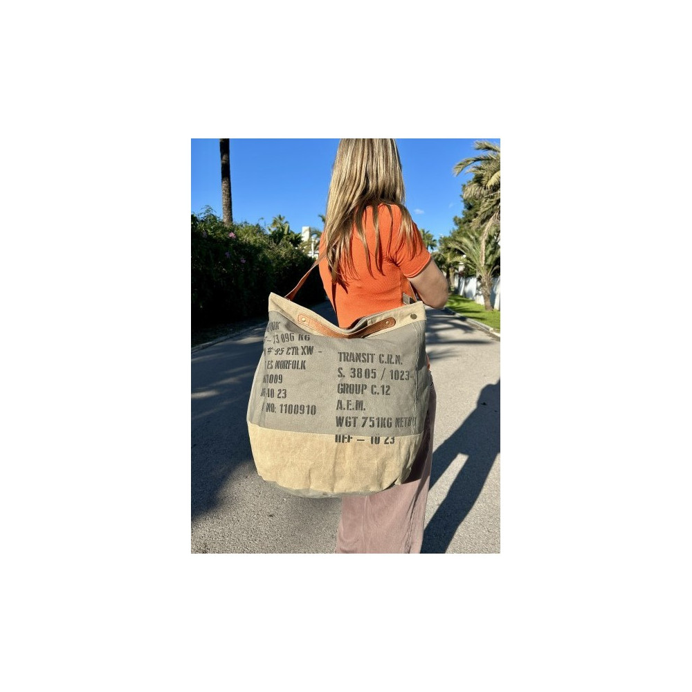 Grand Sac à main en toile militaire recyclée - Chloé / ROSE BUNKER