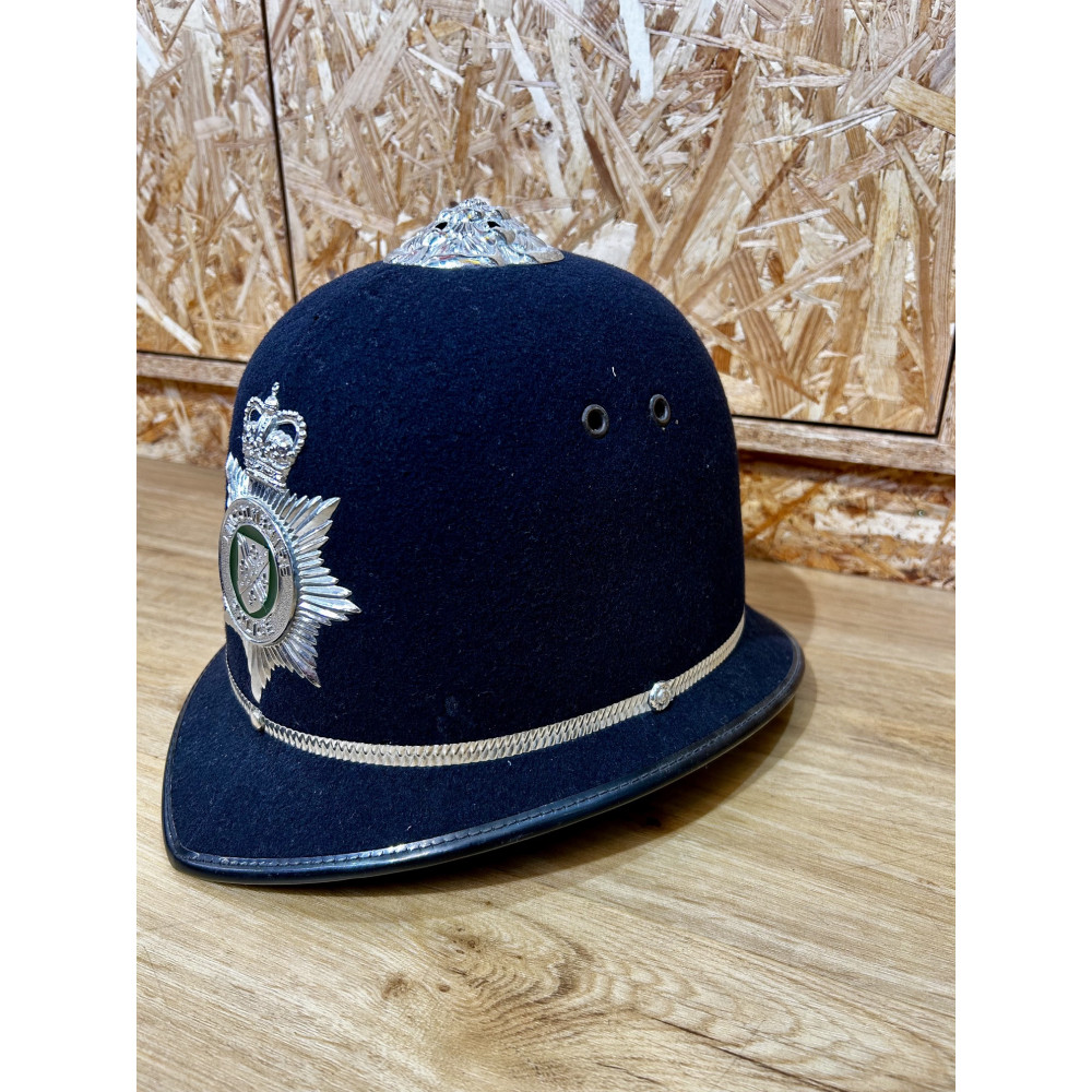 Casque de Bobby Authentique, Police Anglaise avec insign / ROSE BUNKER