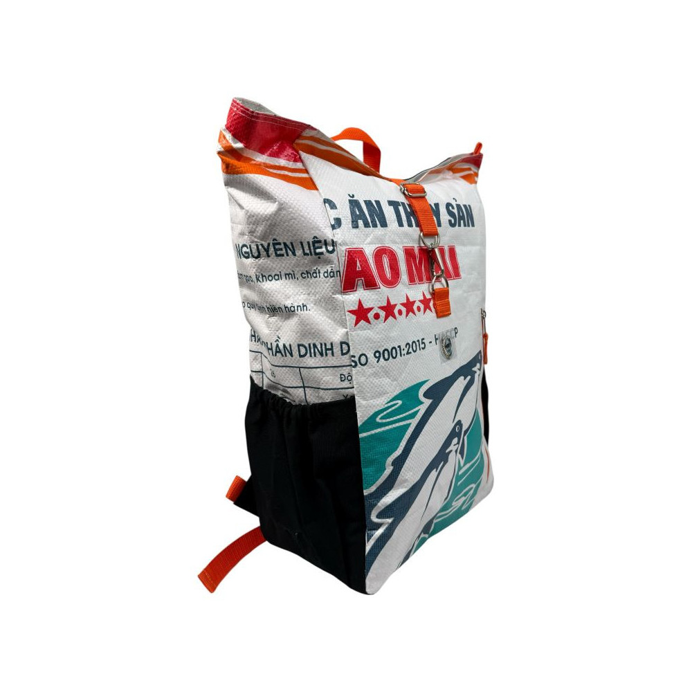 Sac à Dos Unique en Toile recyclé, blanc, Pour l'aventure
