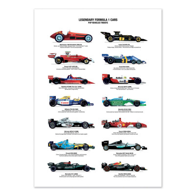 Affiche, les Formule 1 de légende, Ferrari, McLaren, Mercedes