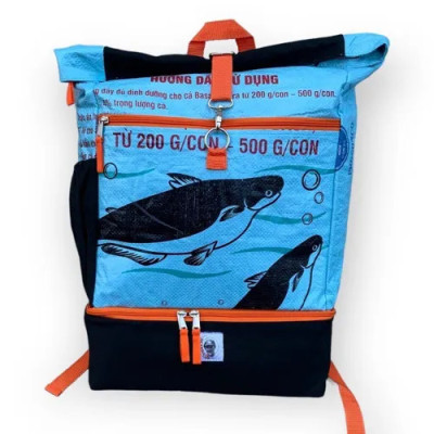 Sac à Dos Sport en matière Recyclé, Poisson Bleu