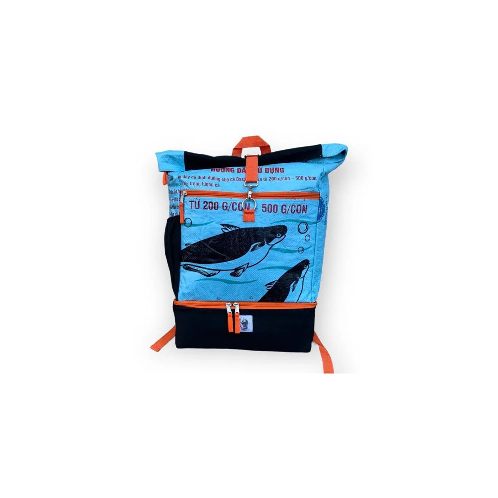Sac à Dos Sport en matière Recyclé, Poisson Bleu