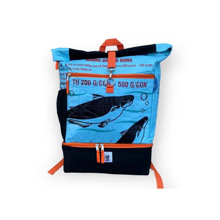 Sac à Dos Sport en matière Recyclé, Poisson Bleu