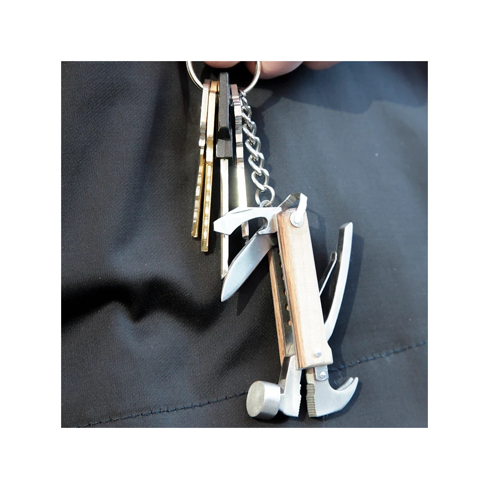 Porte Clés, Outils Multifonctions, Marteau Inox et Bois / ROSE BUNKER