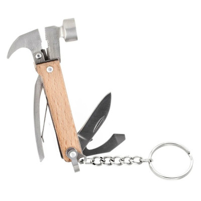Porte clés, outils multifonctions, Bois et Inox