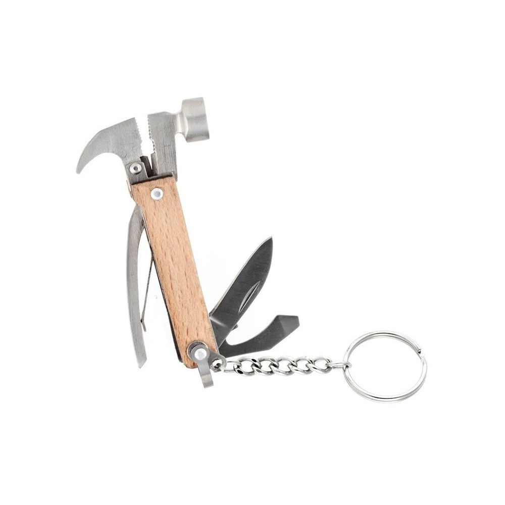 Porte clés, outils multifonctions, Bois et Inox