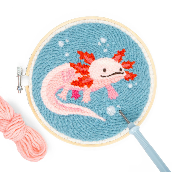 Kit de Broderie Punch Needle, Axolotl