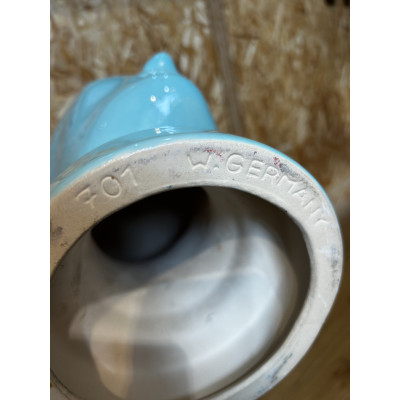 Tête à Chapeau Décorative en céramique turquoise, Vintage / ROSE BUNKER
