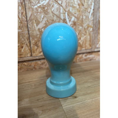 Tête à Chapeau Décorative en céramique turquoise, Vintage / ROSE BUNKER