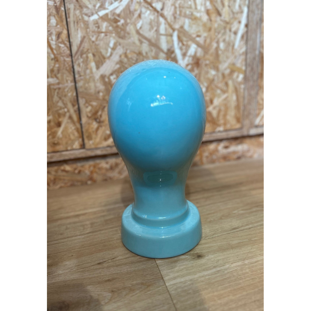 Tête à Chapeau Décorative en céramique turquoise, Vintage / ROSE BUNKER