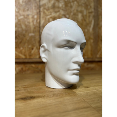 Tête de mannequin ancienne en céramique blanche émaillée
