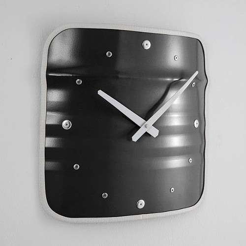 Horloge en Bidon Recyclé, horloge Métallique noir