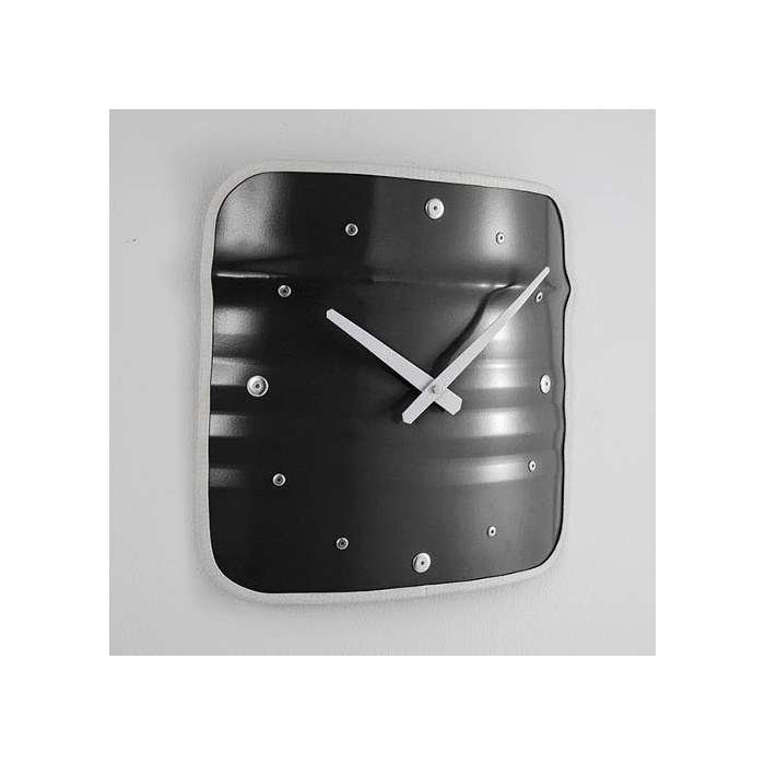 Horloge en Bidon Recyclé, horloge Métallique noir