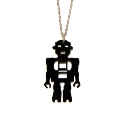 Collier robot en vinyle recyclé Johnny Records - Rose Bunker