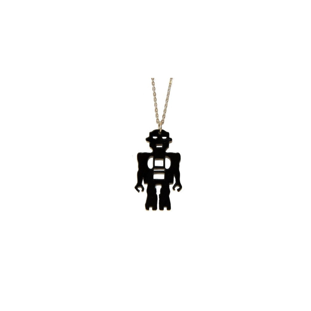 Collier robot en vinyle recyclé Johnny Records - Rose Bunker